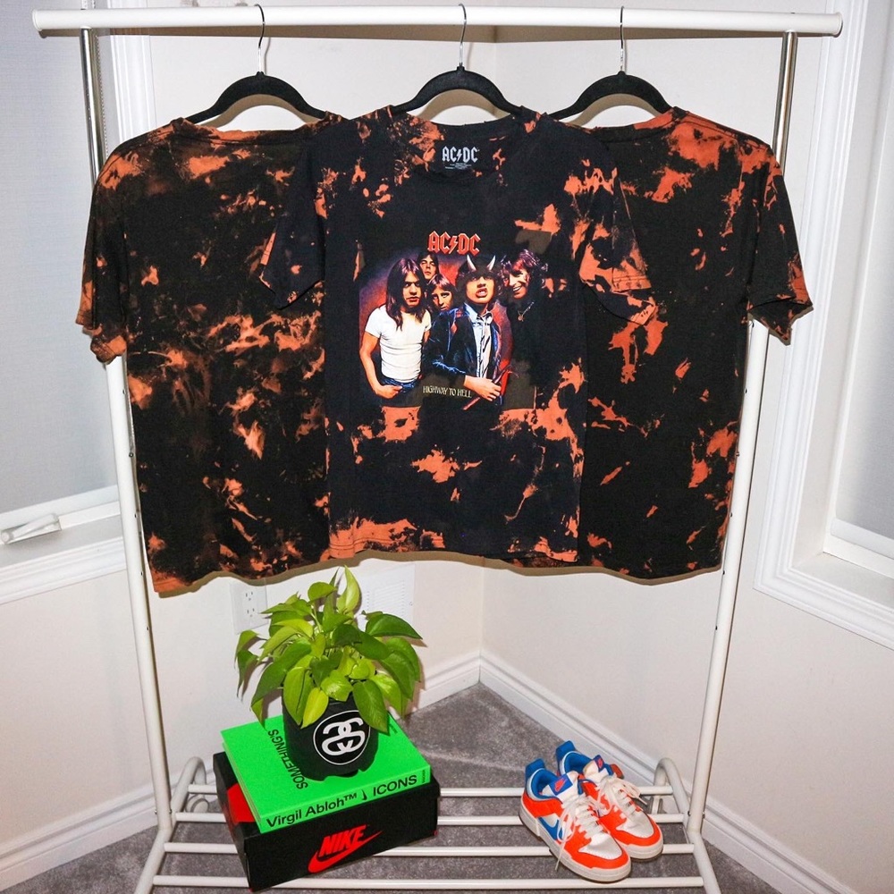Unisex AC/DC Hand-Dyed & Distressed T